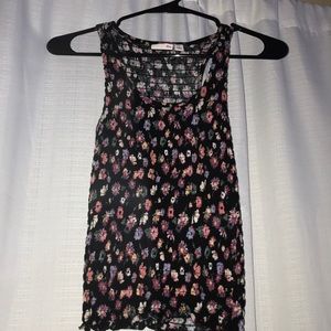 Black Tank Top with flower designs